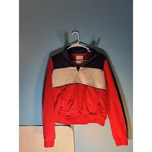 Bluenotes Womens RED/WHITE/BLUE Cropped Pullover Sweatshirt Size L